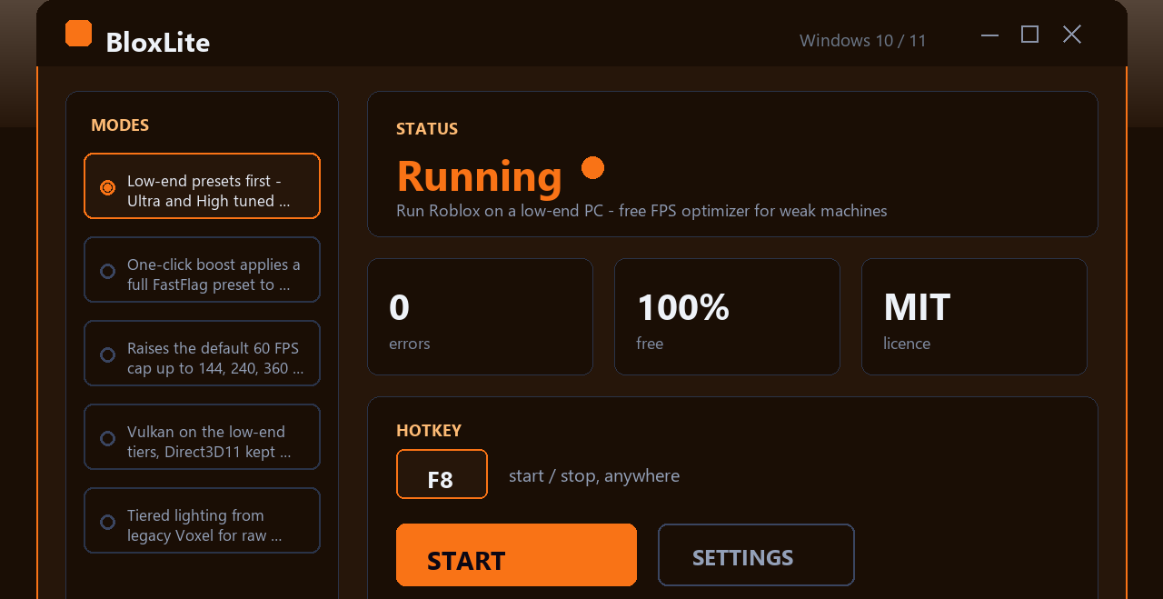 FPS Unlocker for Roblox window